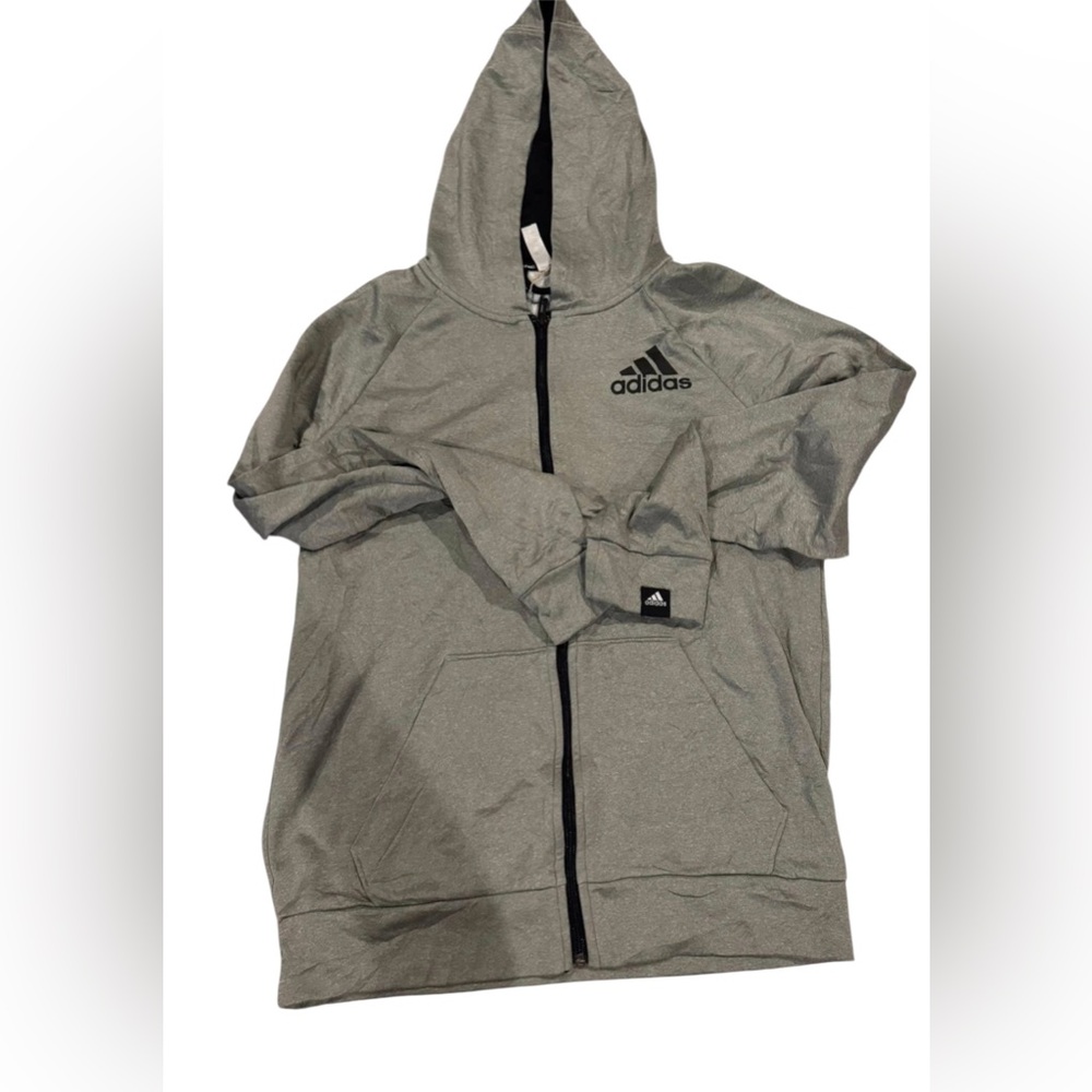 Adidas Heather Gray Hoodie with Black Logo